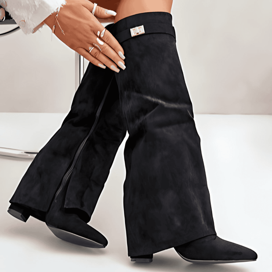 Donna - Stivali al ginocchio - Punta a punta in pelle con zip