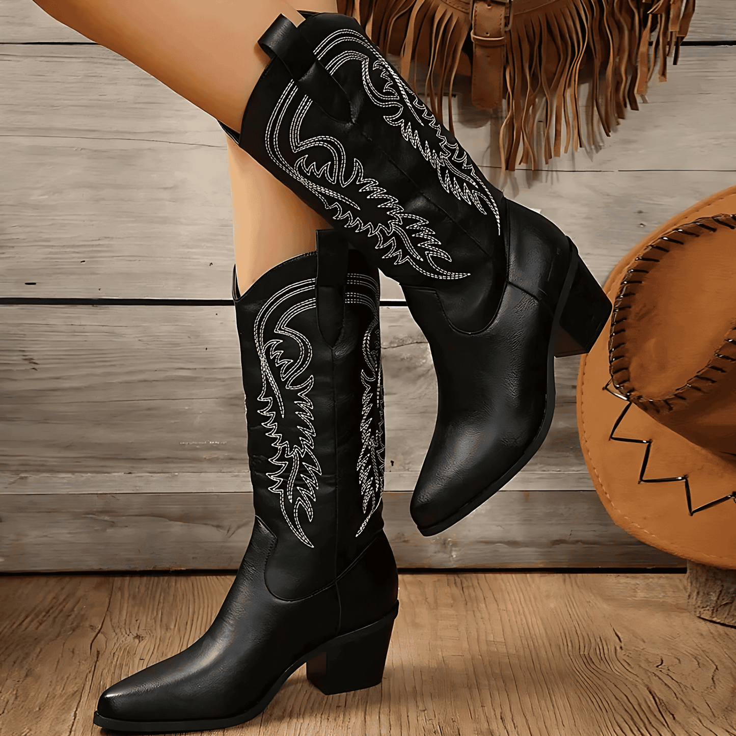 Donna - Stivali da cowboy moderni - Stile con tacco a blocco