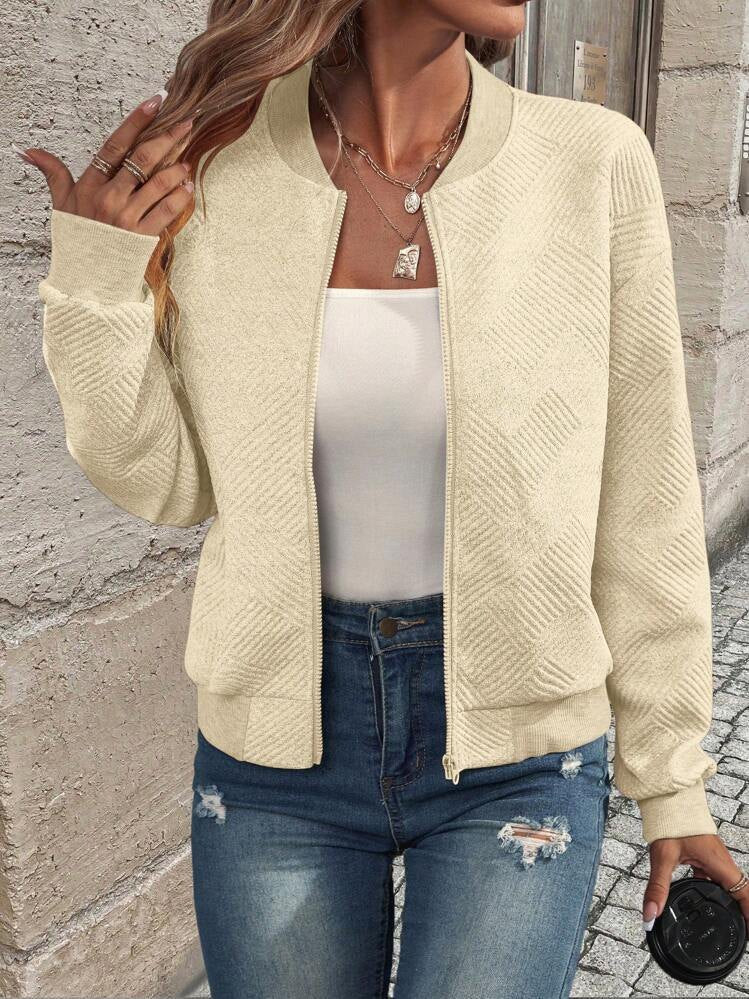Giacca Bomber Donna Leggera Stampa Geometrica Casual