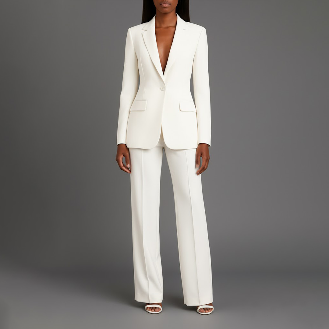 Completo Donna Elegante con Blazer Lungo Sartoriale e Pantaloni