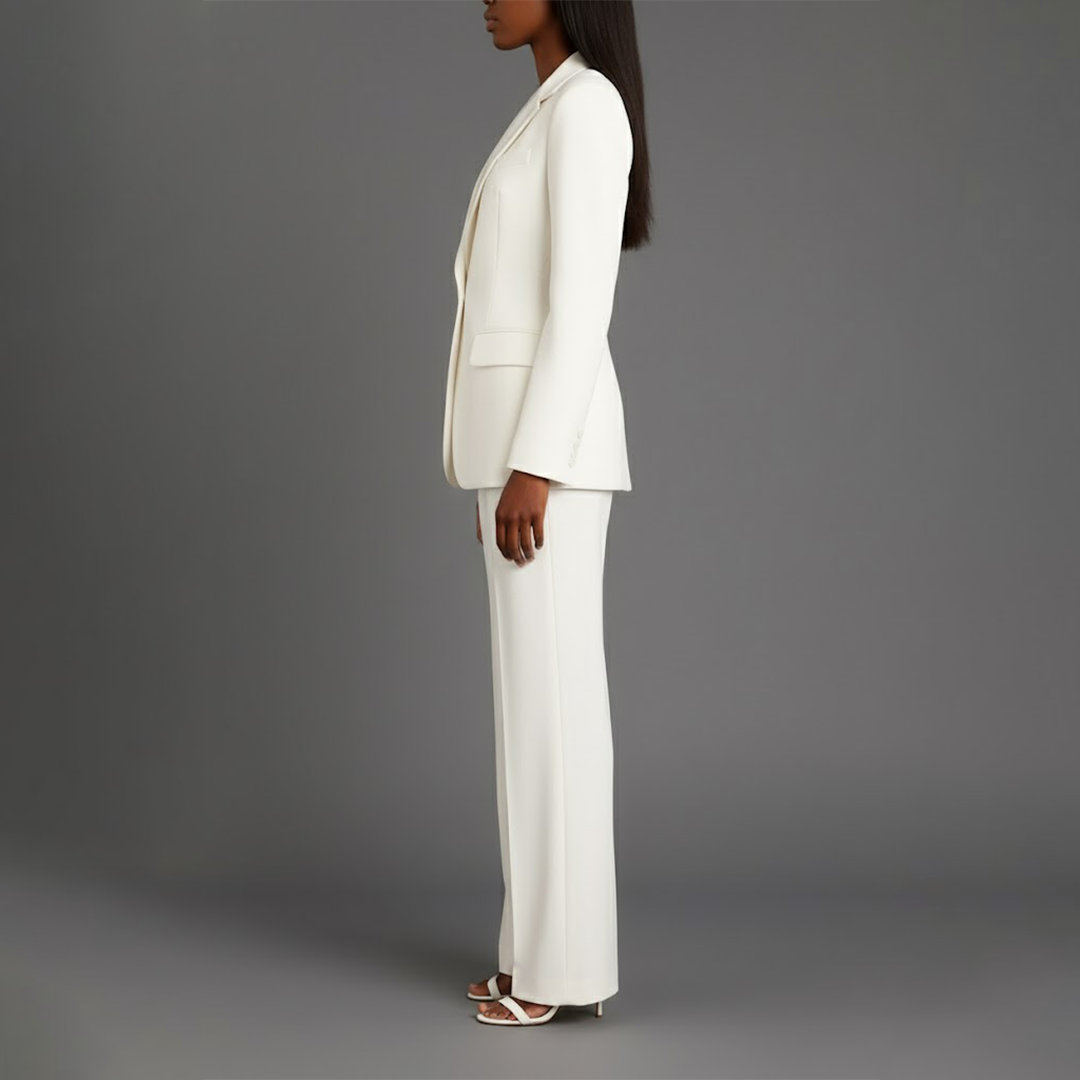 Completo Donna Elegante con Blazer Lungo Sartoriale e Pantaloni