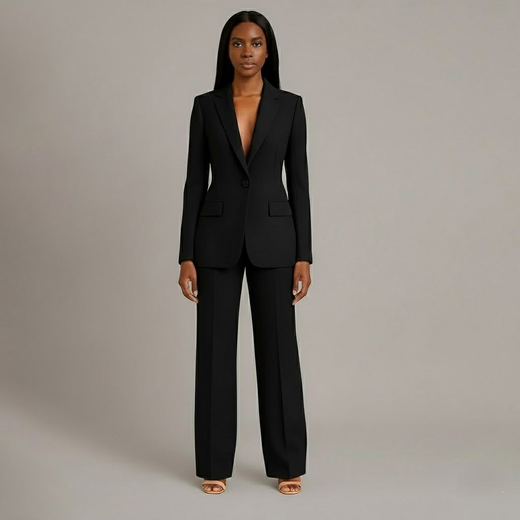 Completo Donna Elegante con Blazer Lungo Sartoriale e Pantaloni