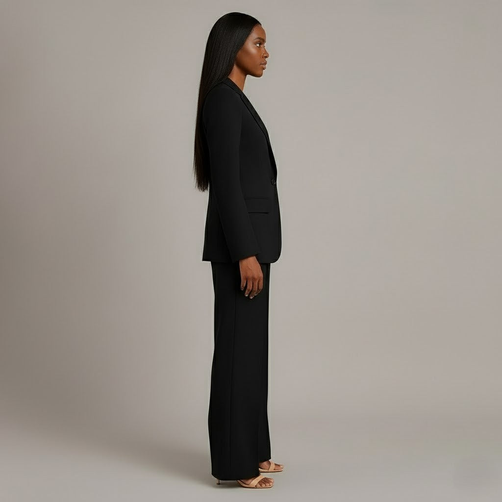 Completo Donna Elegante con Blazer Lungo Sartoriale e Pantaloni