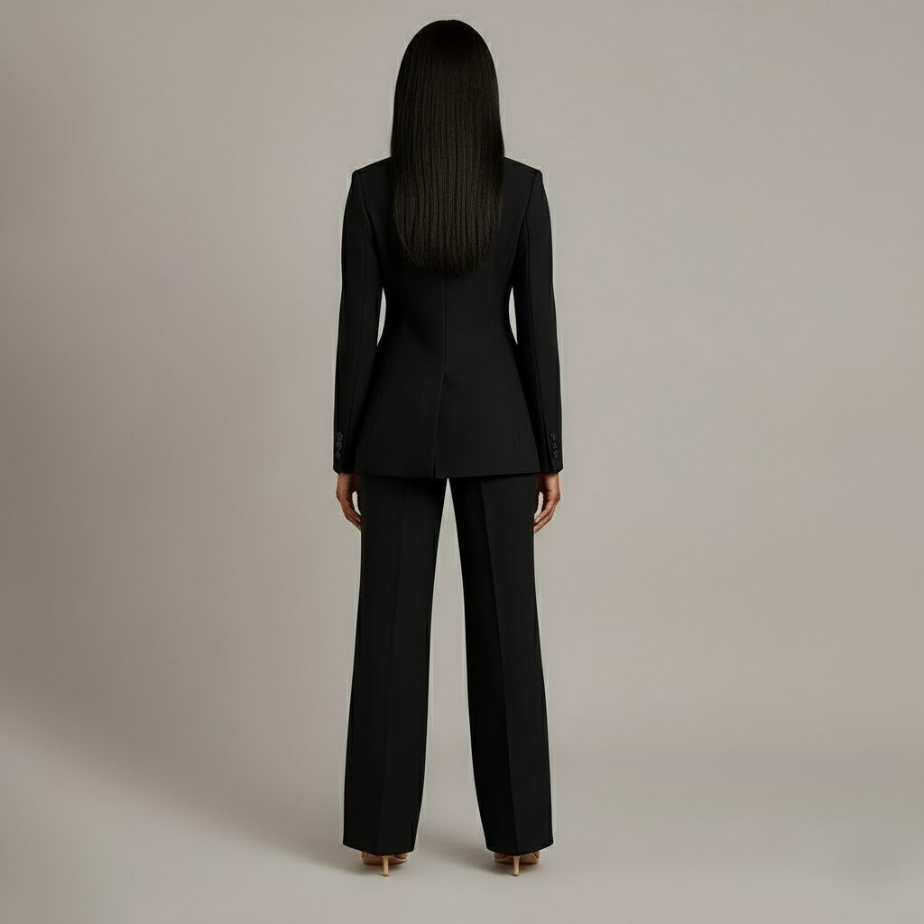 Completo Donna Elegante con Blazer Lungo Sartoriale e Pantaloni