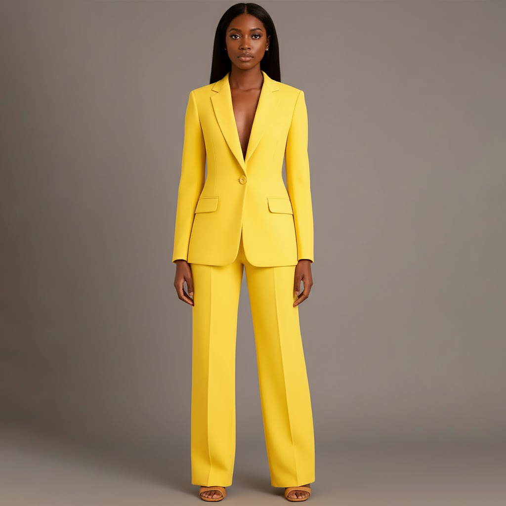 Completo Donna Elegante con Blazer Lungo Sartoriale e Pantaloni
