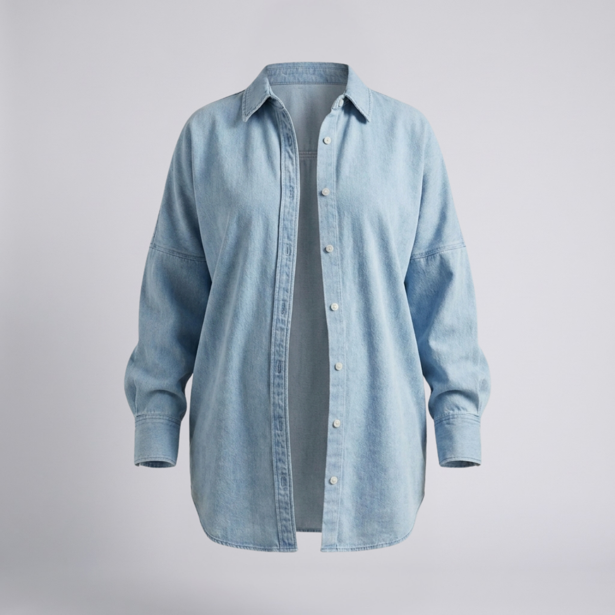 Camicia Premaman Comoda a Maniche Lunghe con Bottoni Frontali