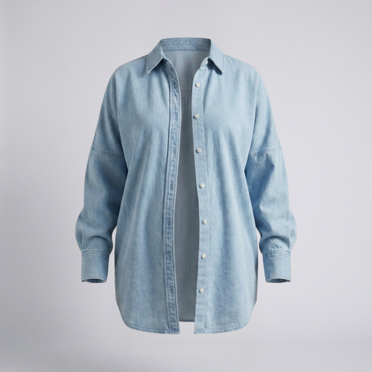 Camicia Premaman Comoda a Maniche Lunghe con Bottoni Frontali