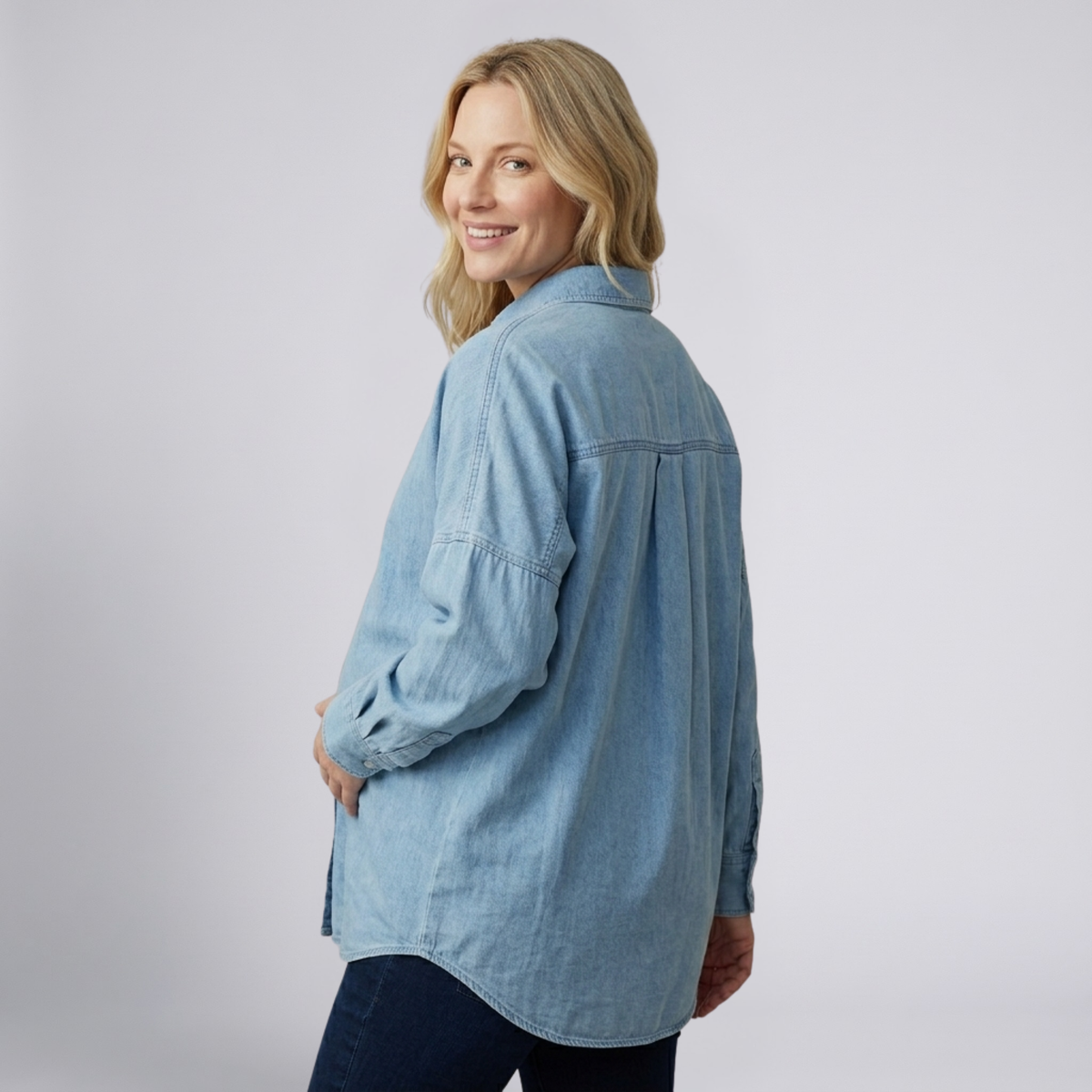 Camicia Premaman Comoda a Maniche Lunghe con Bottoni Frontali