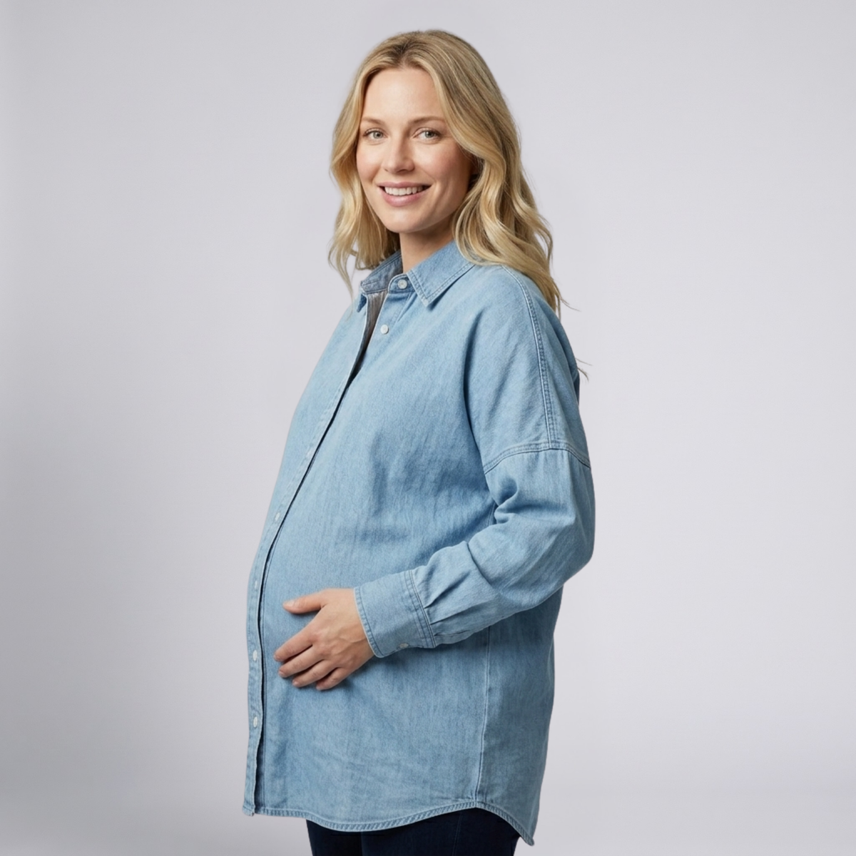 Camicia Premaman Comoda a Maniche Lunghe con Bottoni Frontali
