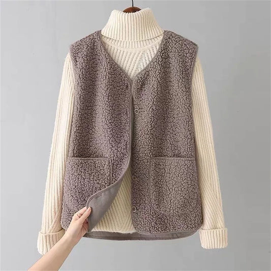 Gilet Donna – Cotone Caldo, Gilet Casual con Bottoni e Tasche per Autunno e Inverno