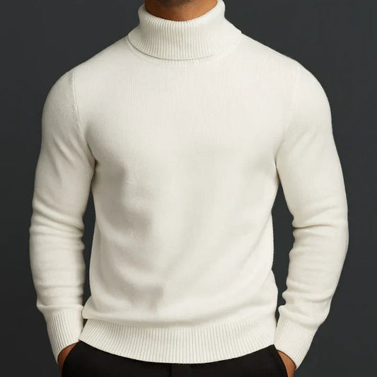 Maglione Uomo Dolcevita Slim Fit a Maglia Fine