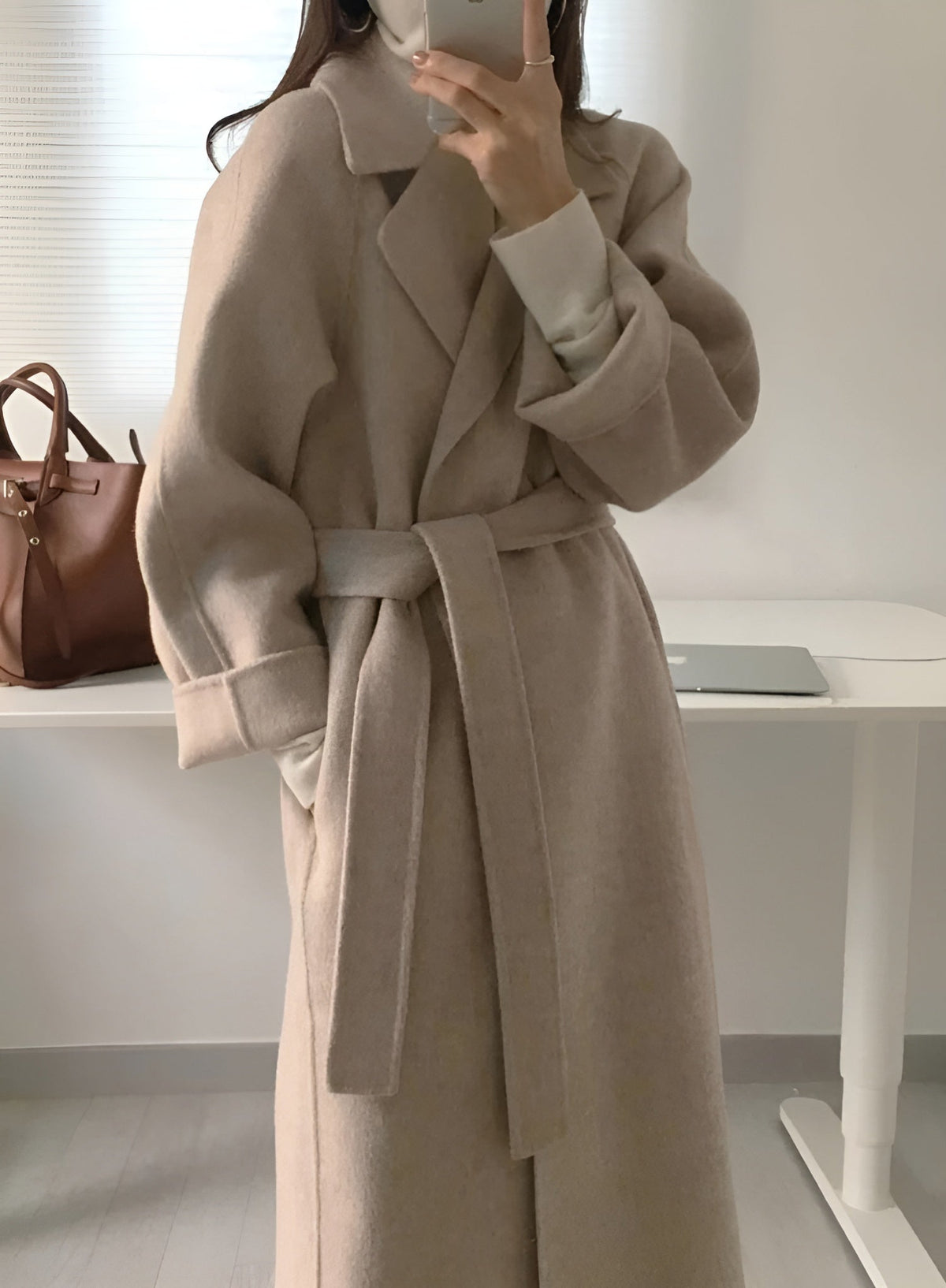 Cappotto Donna in Misto Lana, Lungo dal Taglio Classico