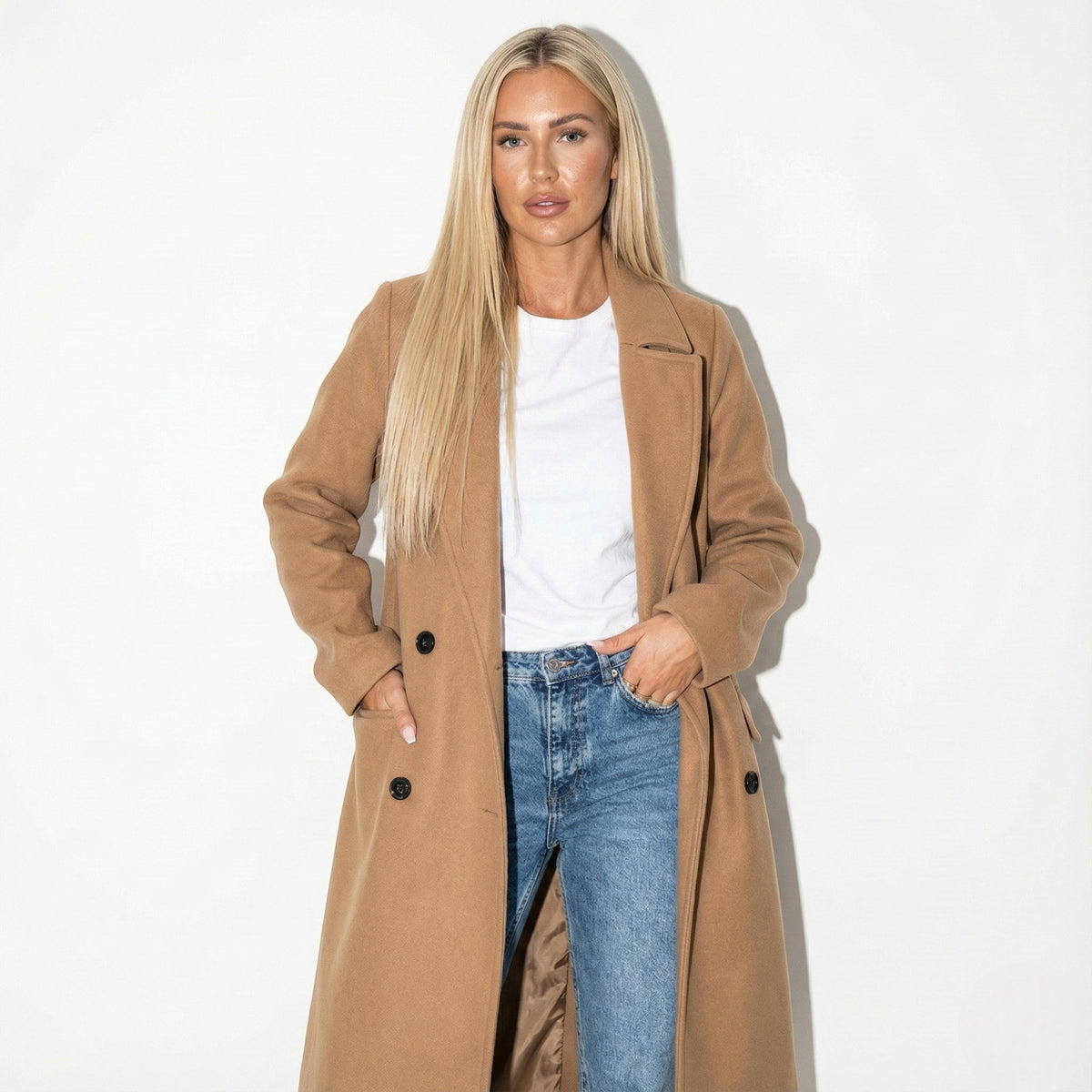 Cappotto Donna Lungo con Revers - Soprabito Invernale Lungo