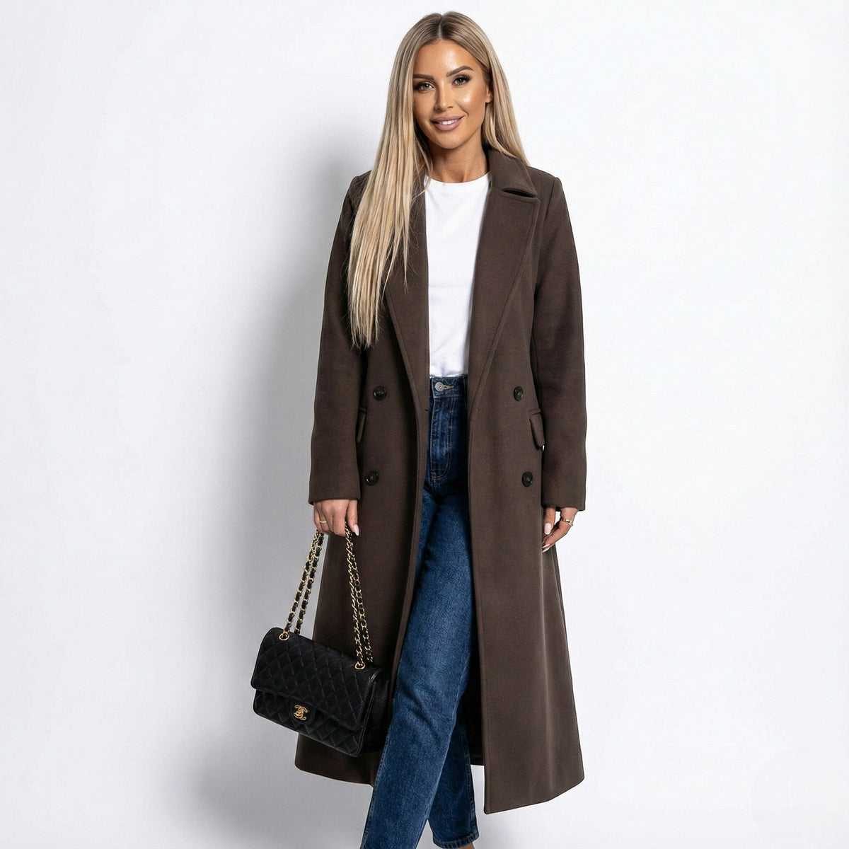Cappotto Donna Lungo con Revers - Soprabito Invernale Lungo