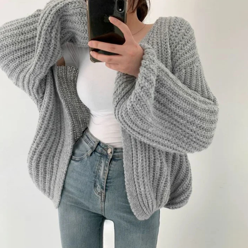 Donna - Cardigan vintage con maniche a lanterna