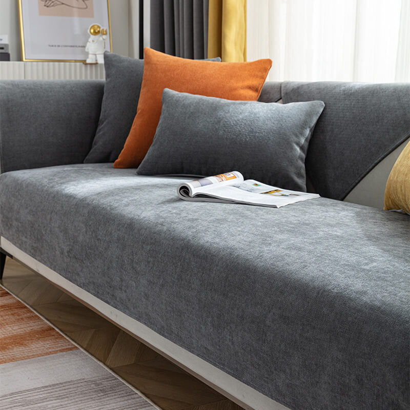 Copridivano in Chenille Antiscivolo con Fondo in Silicone