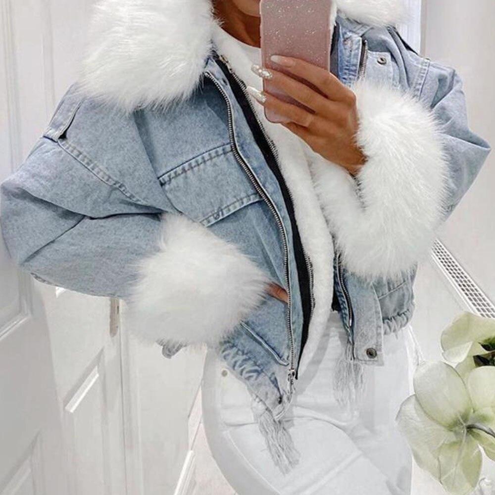 Donna - Giacca in denim - Rivestimento in pelliccia sintetica