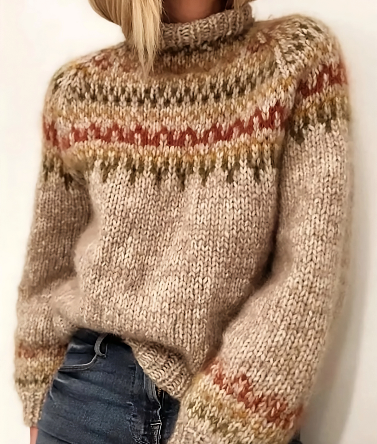 Maglione a Collo Alto per Donne – Lana Islandese, Grigio con Collo Alto per Outfit Casual Autunnali e Invernali