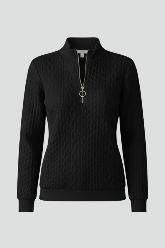 Maglione Donna a Collo Alto con Zip - Maglia Costine Aderente
