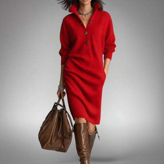 Abito Donna Midi in Maglia con Zip Corta - Autunno Inverno