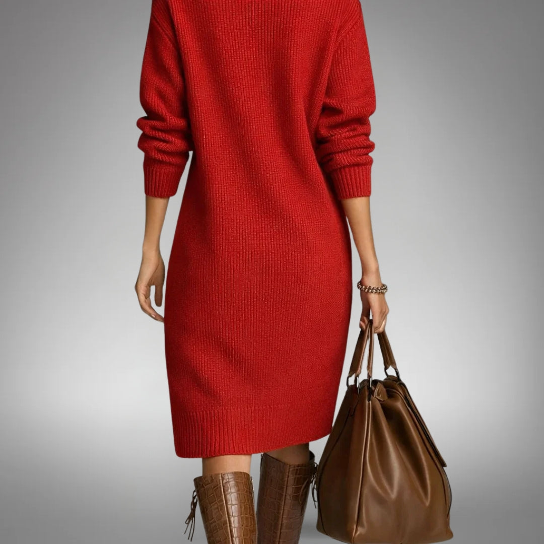 Abito Donna Midi in Maglia con Zip Corta - Autunno Inverno