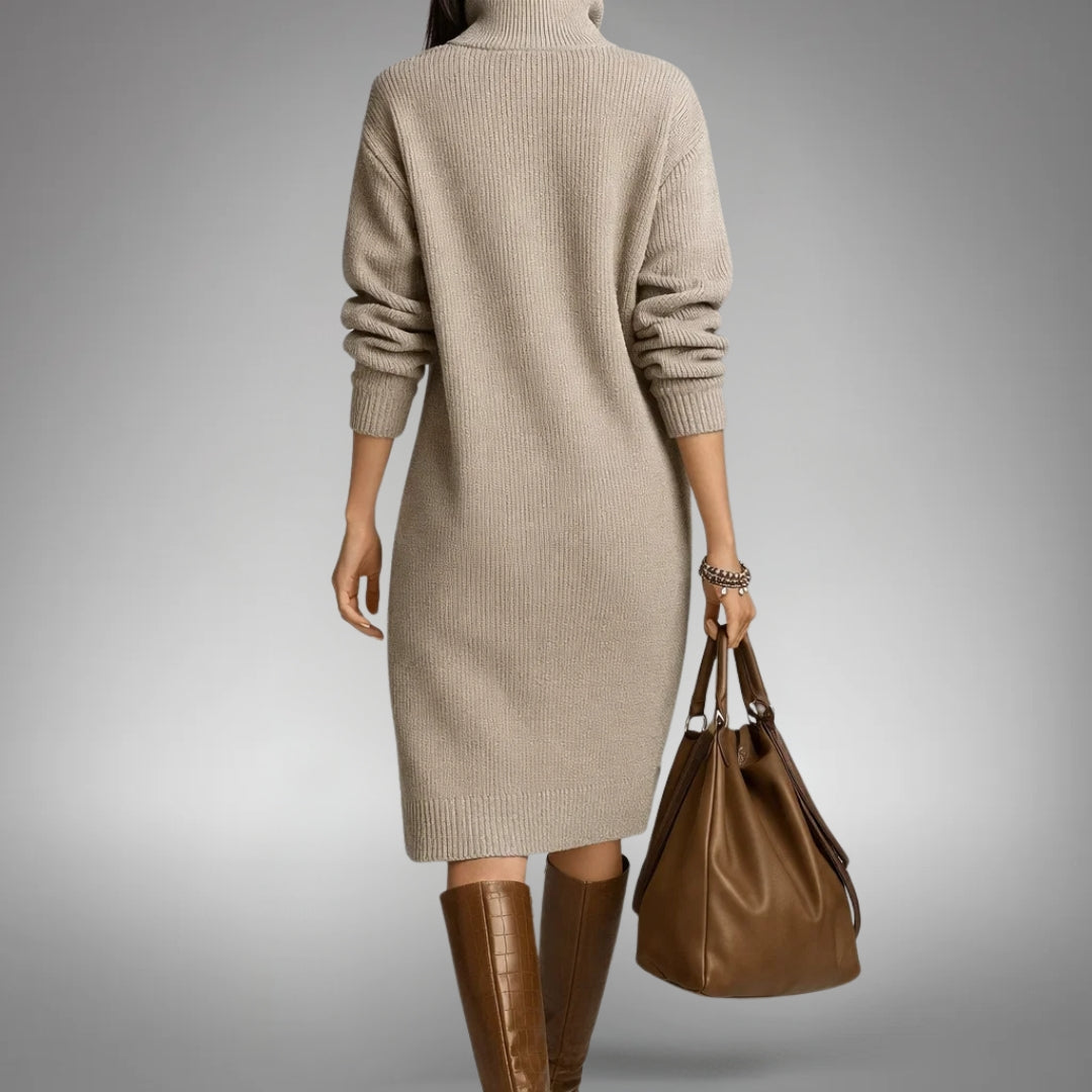 Abito Donna Midi in Maglia con Zip Corta - Autunno Inverno