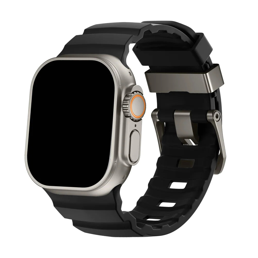 Cinturino Sportivo in Silicone per Apple Watch con Fibbia in Titanio