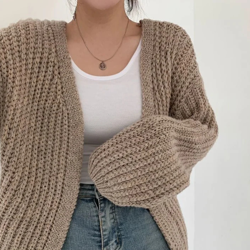 Donna - Cardigan vintage con maniche a lanterna