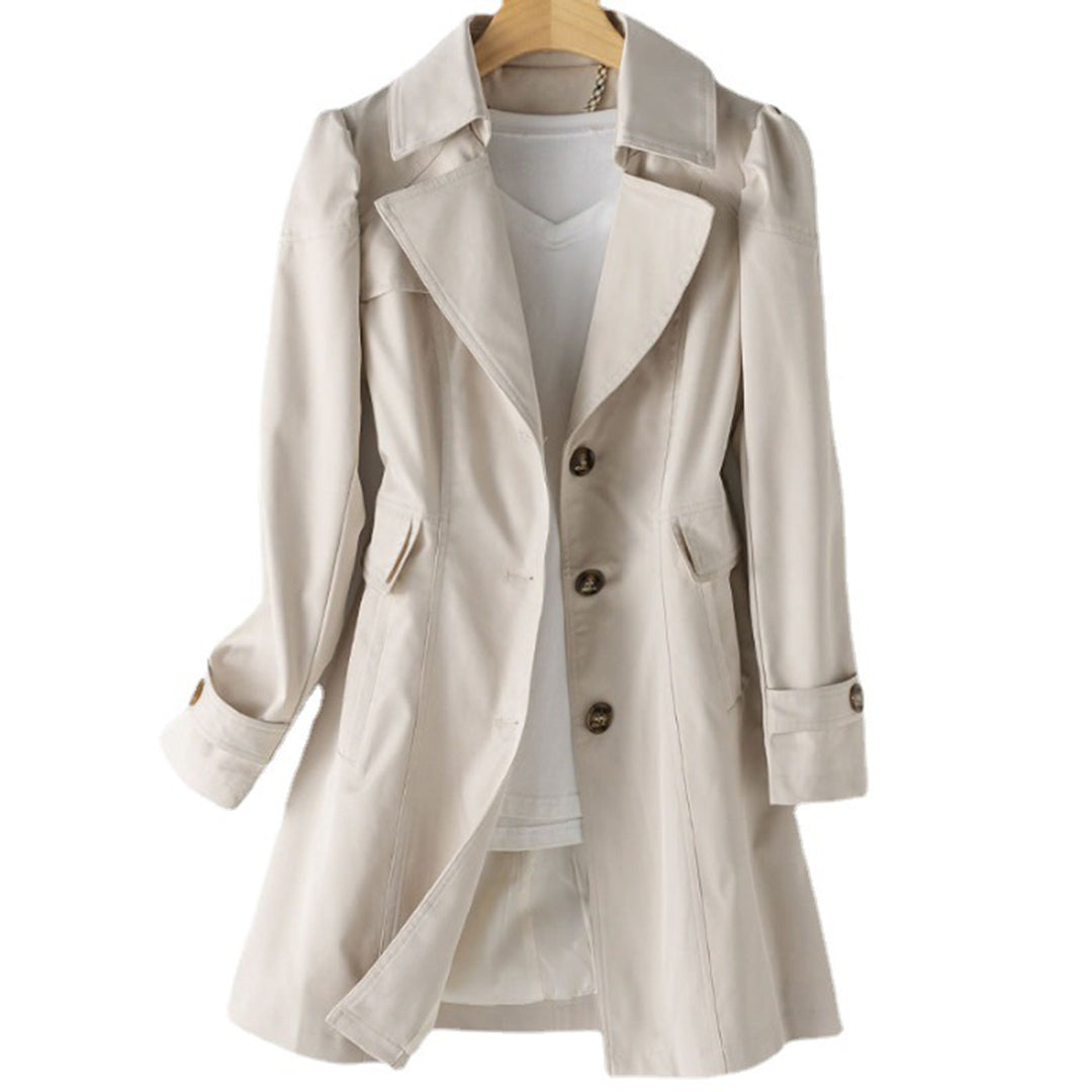 Trench Donna Doppiopetto con Collo a Revers e Cintura