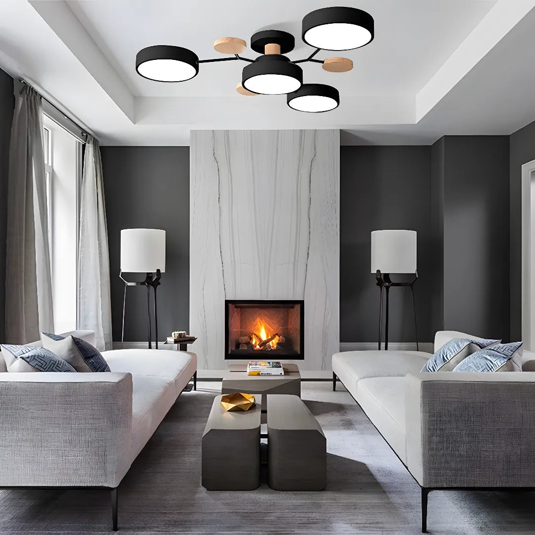 Lampadario da Soffitto Rotondo in Ferro con LED - Design Moderno