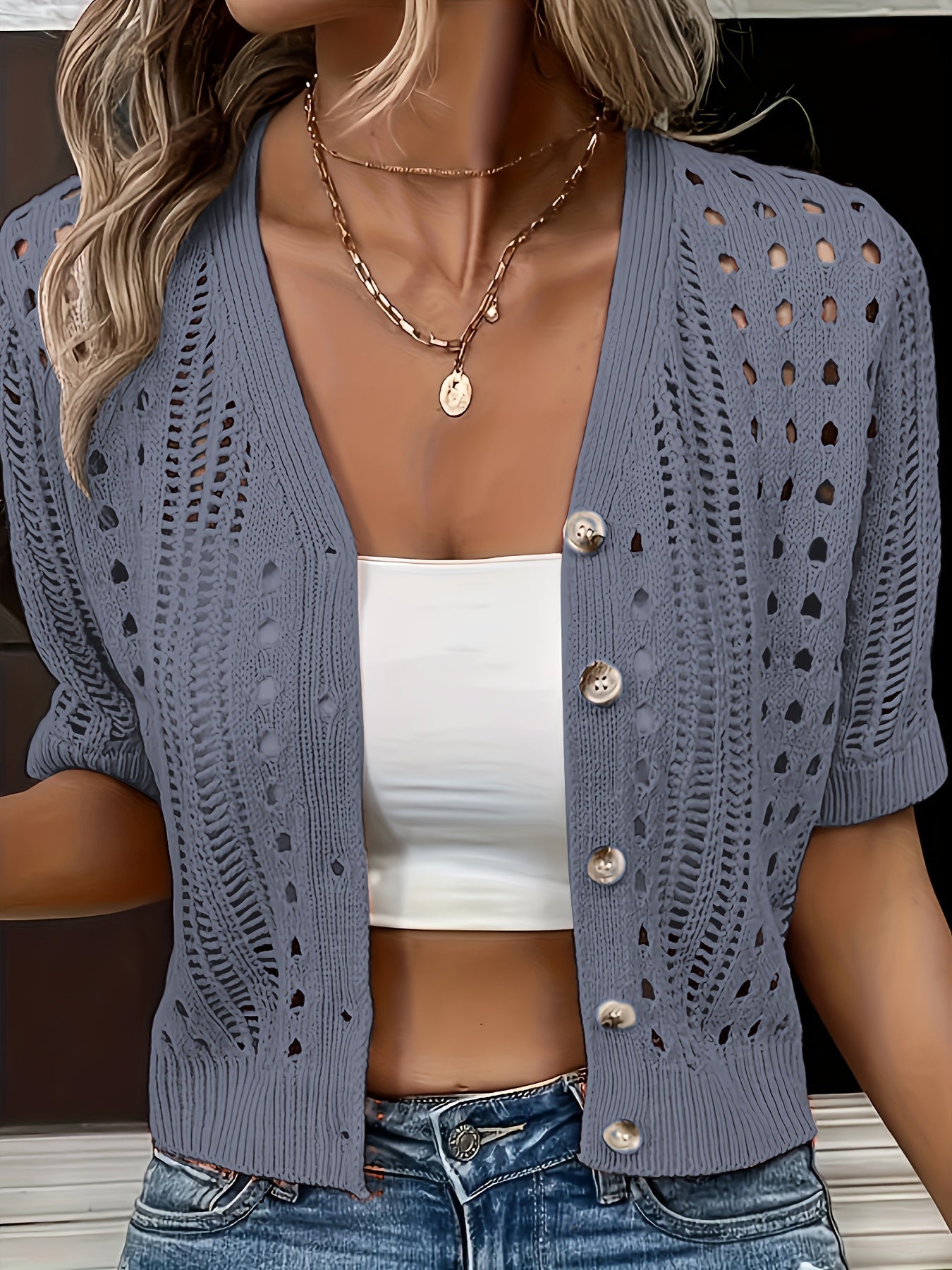Cardigan Oversized da Donna – Con Design Openwork, Adatto per Primavera e Estate