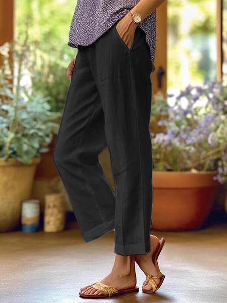 Pantaloni Donna Larghi con Tasche e Gamba Affusolata