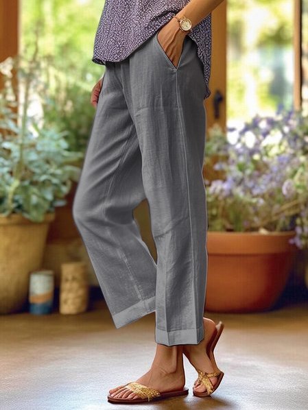 Pantaloni Donna Larghi con Tasche e Gamba Affusolata