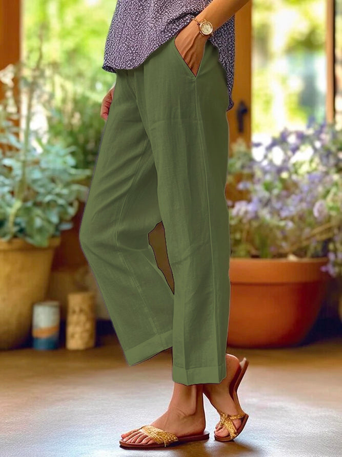 Pantaloni Donna Larghi con Tasche e Gamba Affusolata