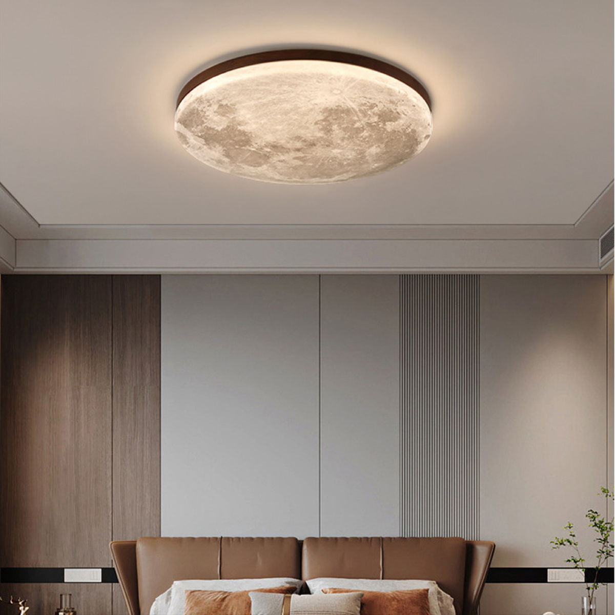 Lampada da Soffitto a Forma di Luna - LED Dimmerabile in Legno e Acrilico