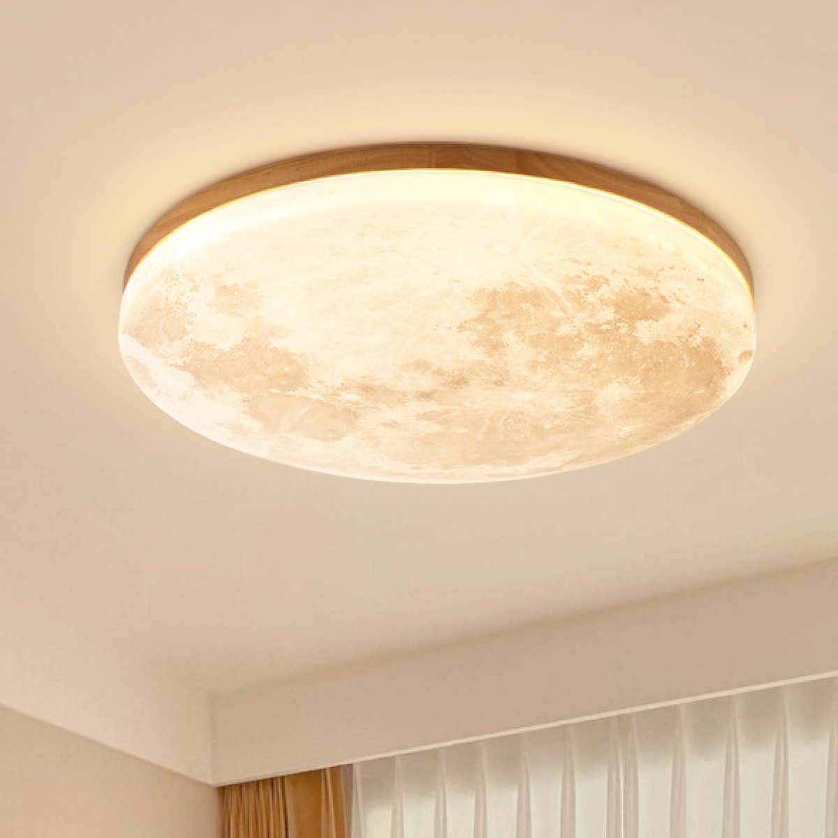Lampada da Soffitto a Forma di Luna - LED Dimmerabile in Legno e Acrilico