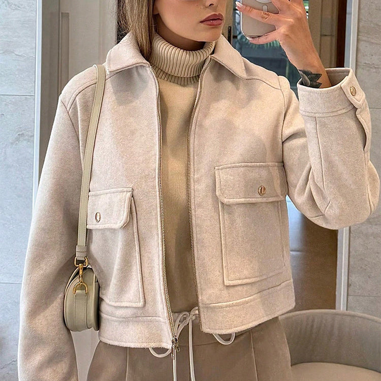 Giacca Corta Donna in Poliestere con Zip Intera