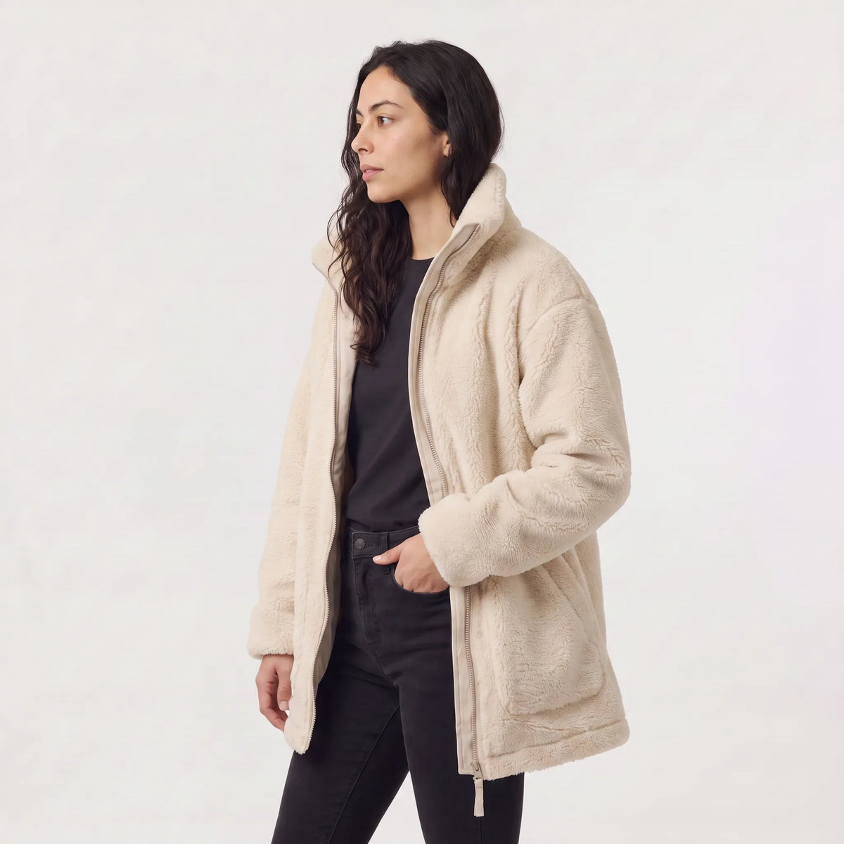 Oversized teddy fleece jacket