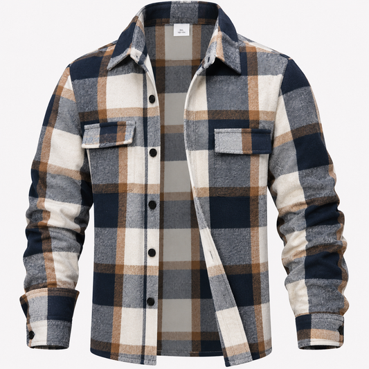 Camicia Uomo Flanella a Quadri con Bottoni e Maniche Lunghe
