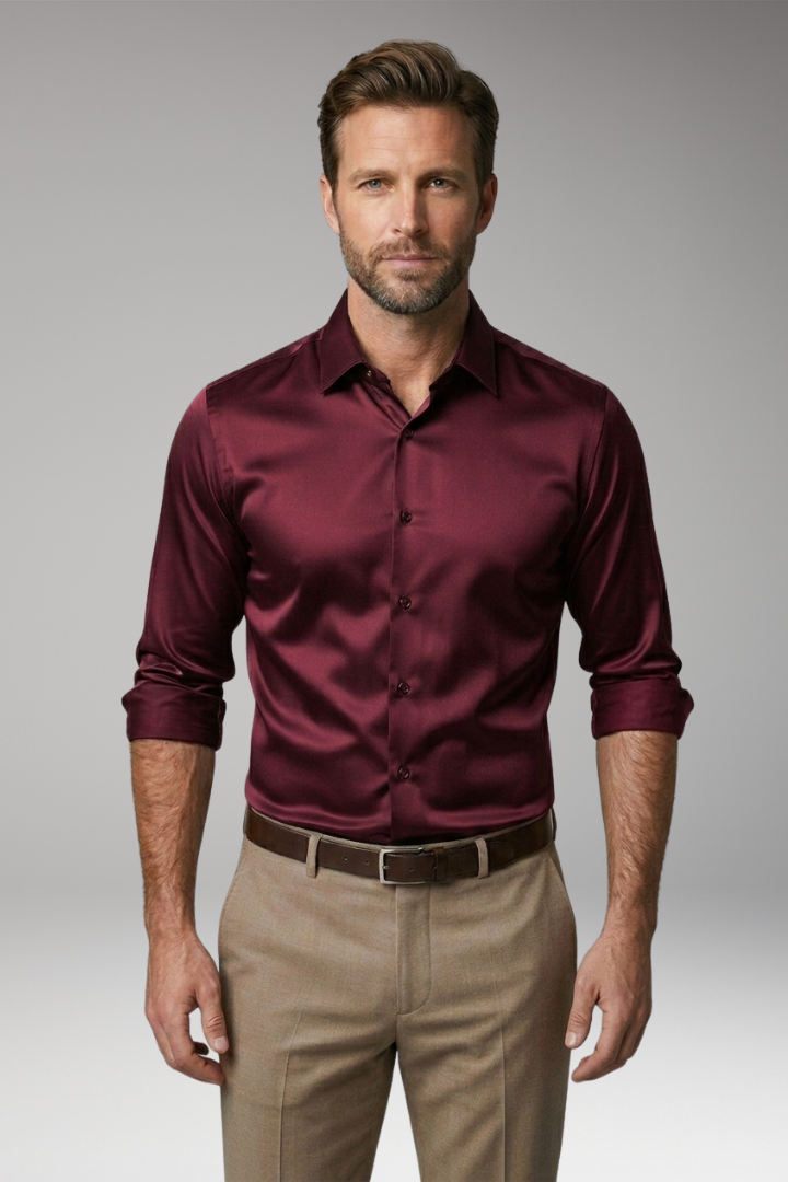 Camicia Uomo Slim Fit con Patta Bottoni e Colletto Classico