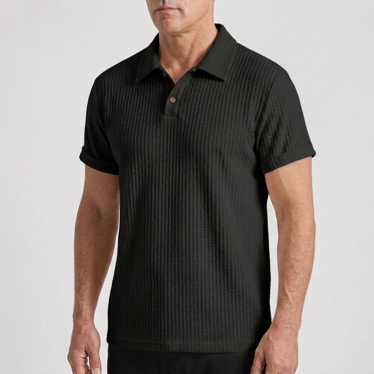 men's textured knit polo shirt