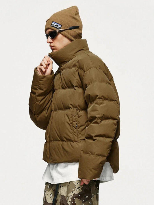 Piumino Corto Uomo Collo Alto con Zip Frontale