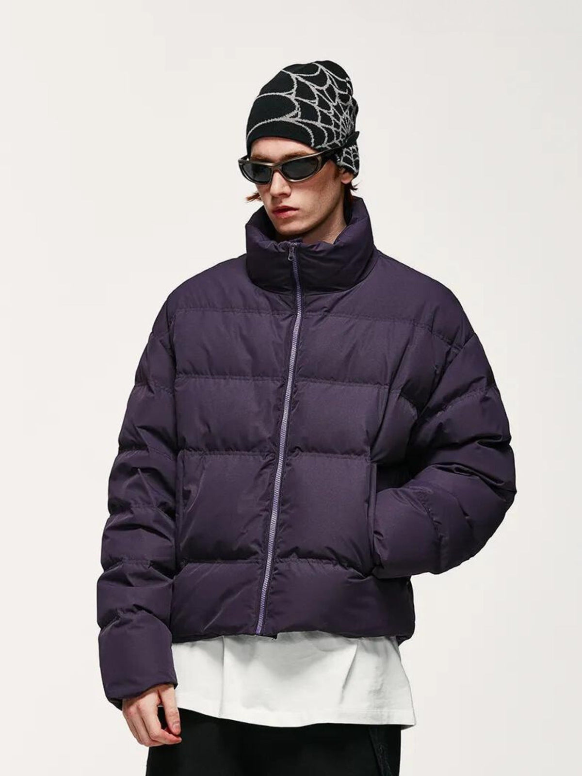 Piumino Corto Uomo Collo Alto con Zip Frontale