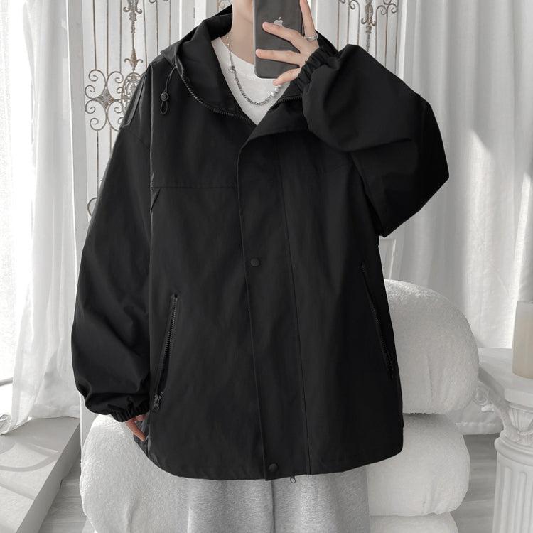 Giacca a Vento Uomo Leggera Oversize con Cappuccio Regolabile