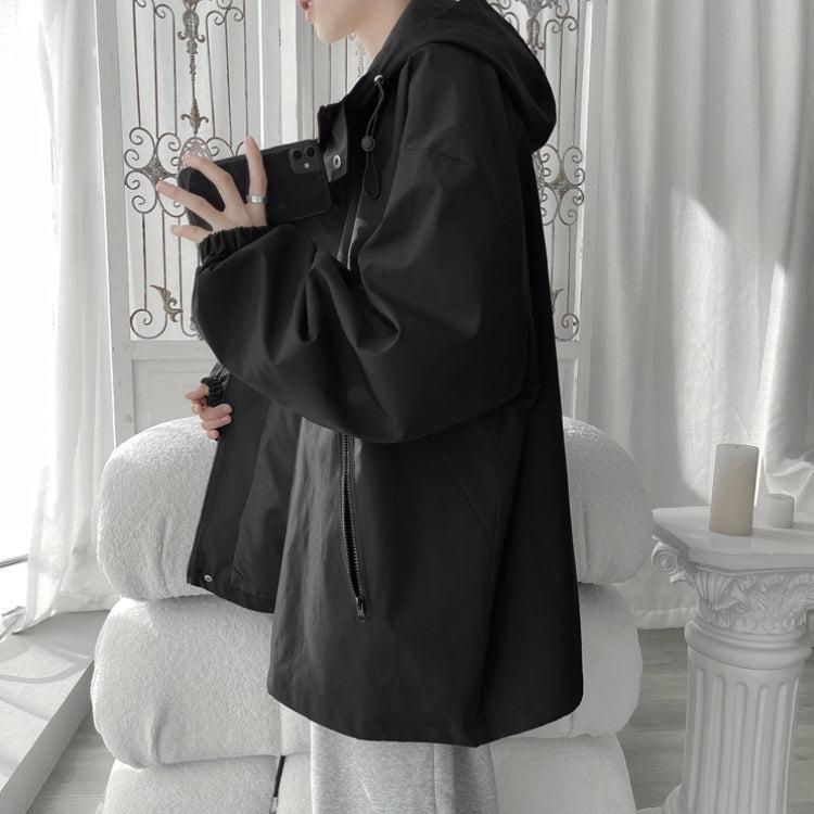Giacca a Vento Uomo Leggera Oversize con Cappuccio Regolabile