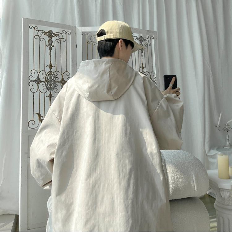 Giacca a Vento Uomo Leggera Oversize con Cappuccio Regolabile