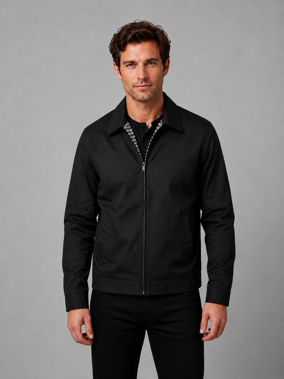 Giacca Uomo con Zip Integrale e Collo Classico