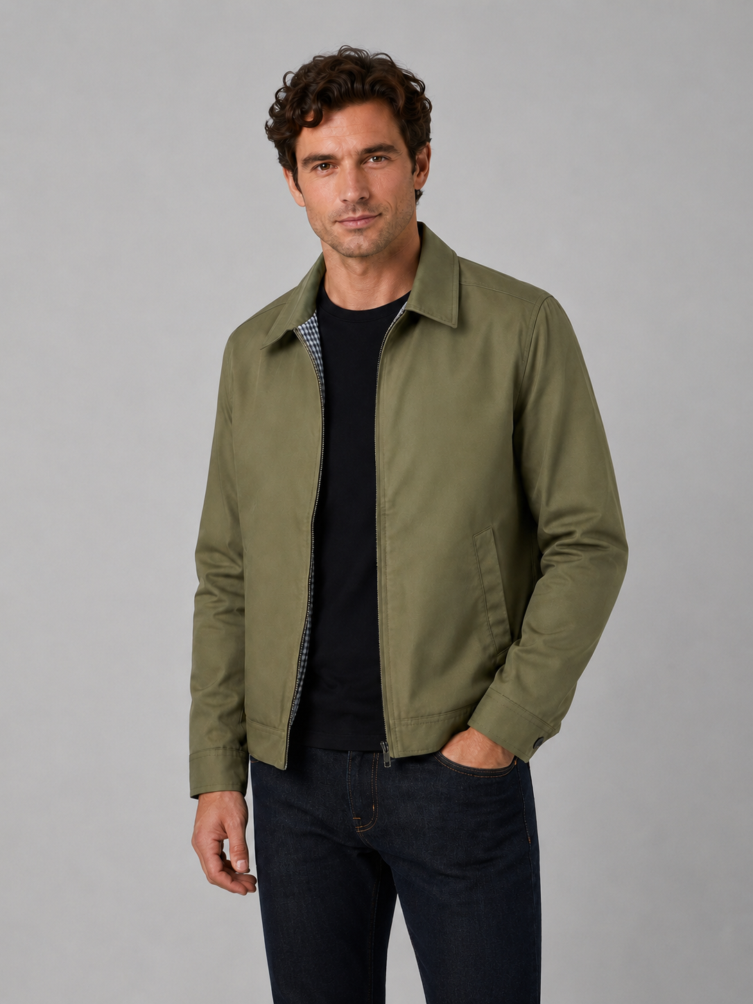 Giacca Uomo con Zip Integrale e Collo Classico