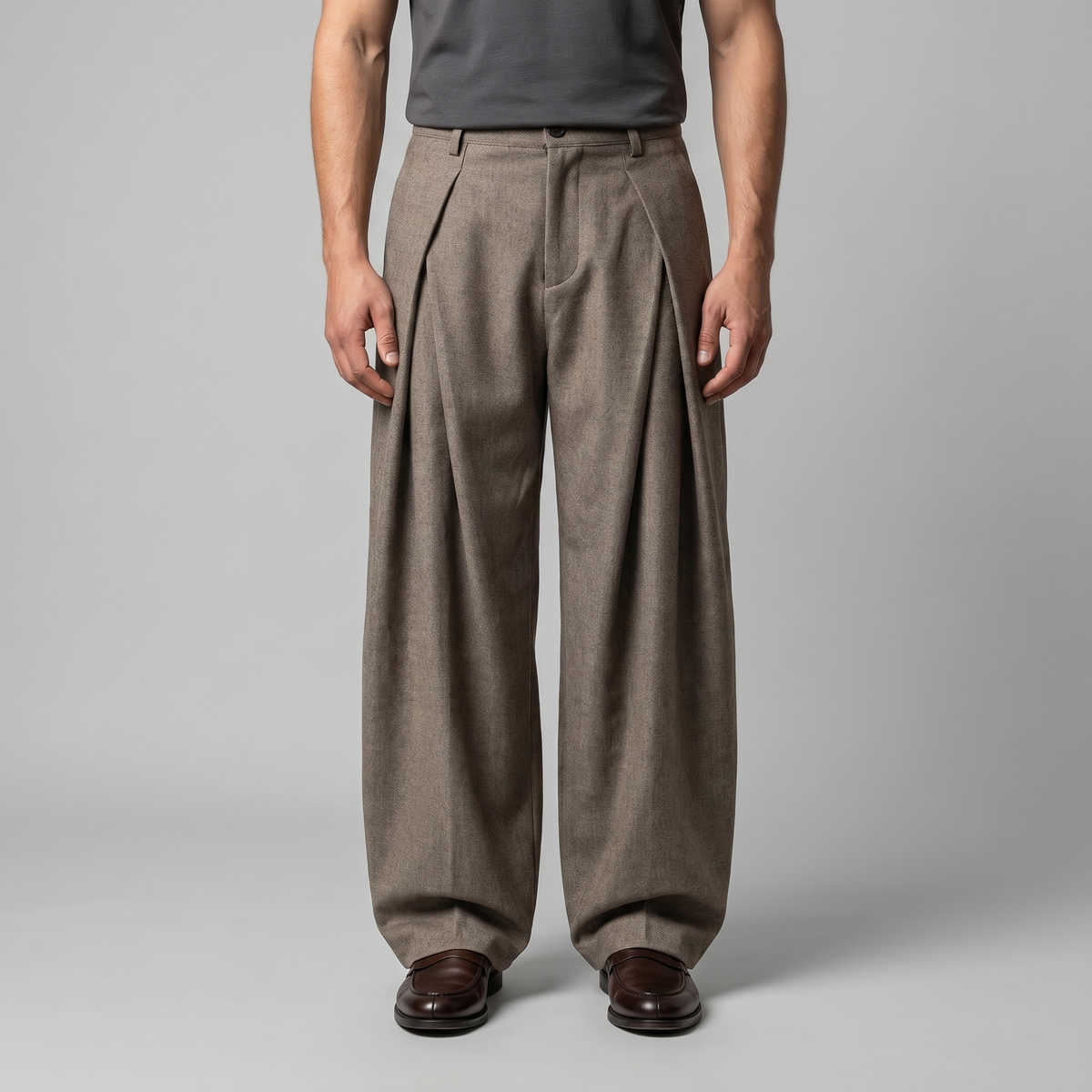 Pantaloni Uomo Sartoriali a Gamba Ampia con Pince