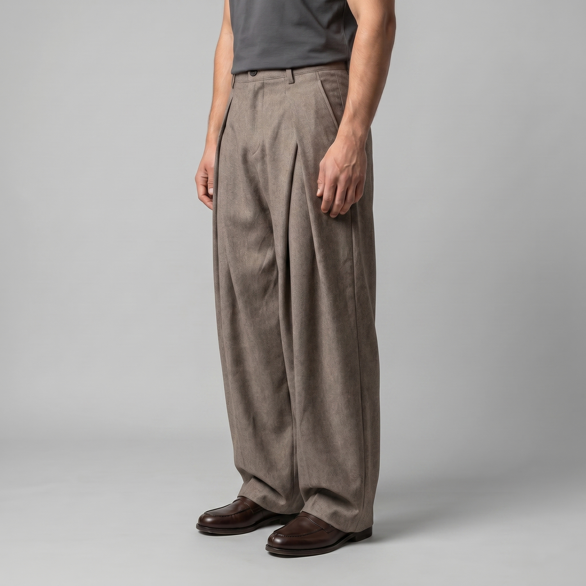 Pantaloni Uomo Sartoriali a Gamba Ampia con Pince